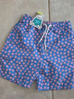 Vaenait Baby Blue Swim Trunks with Pink Turtle Print - Spf 50